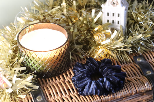 Mini Midnight Sky Navy Velvet Scrunchie