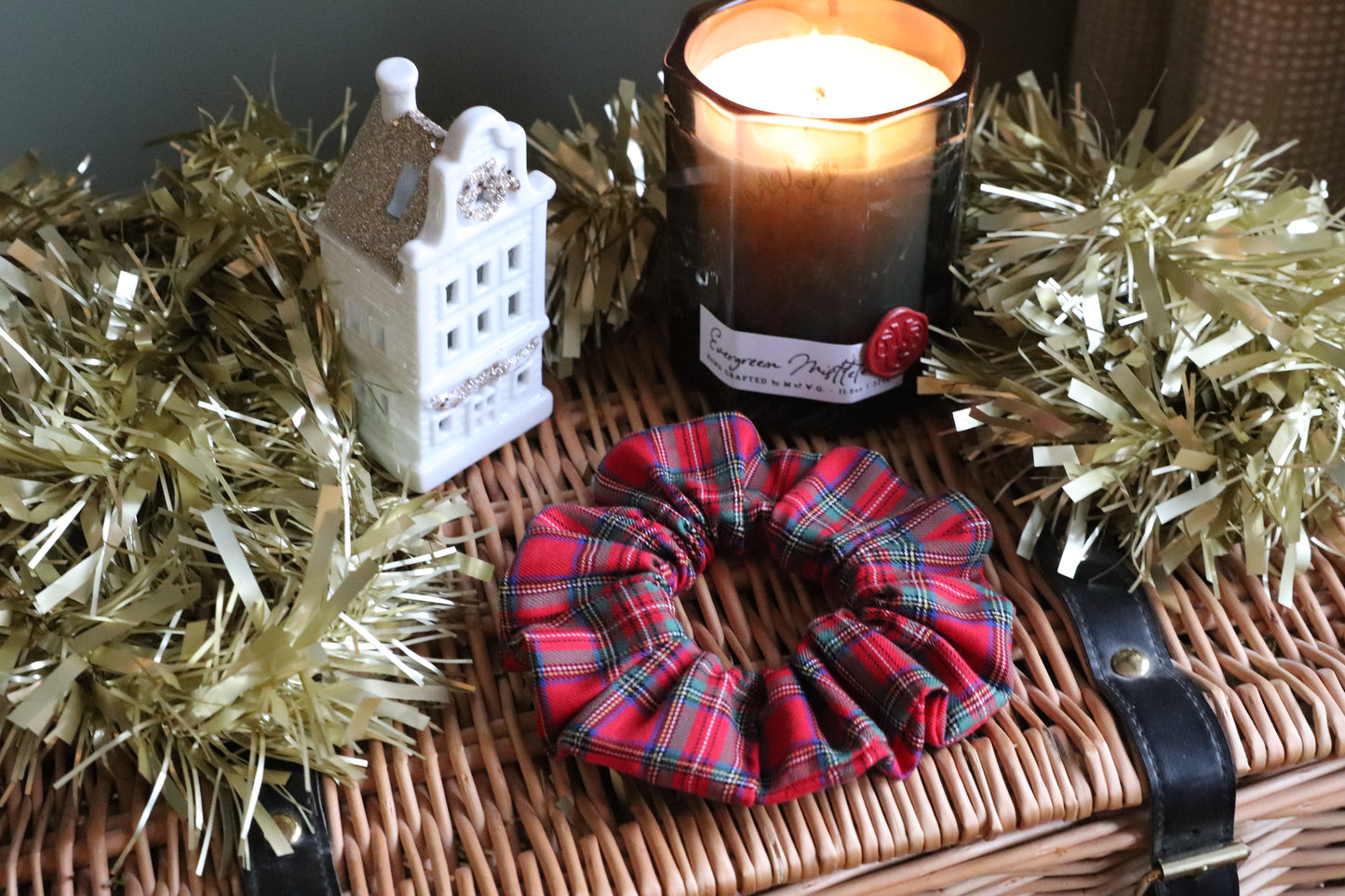 Santa Red Tartan Scrunchie