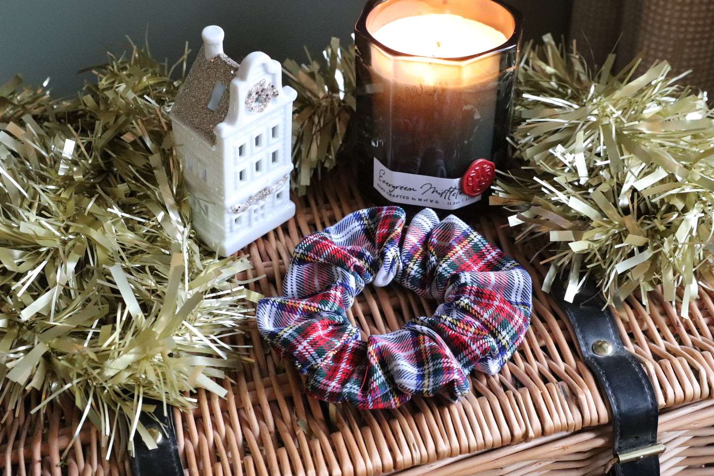Winter White Tartan Scrunchie