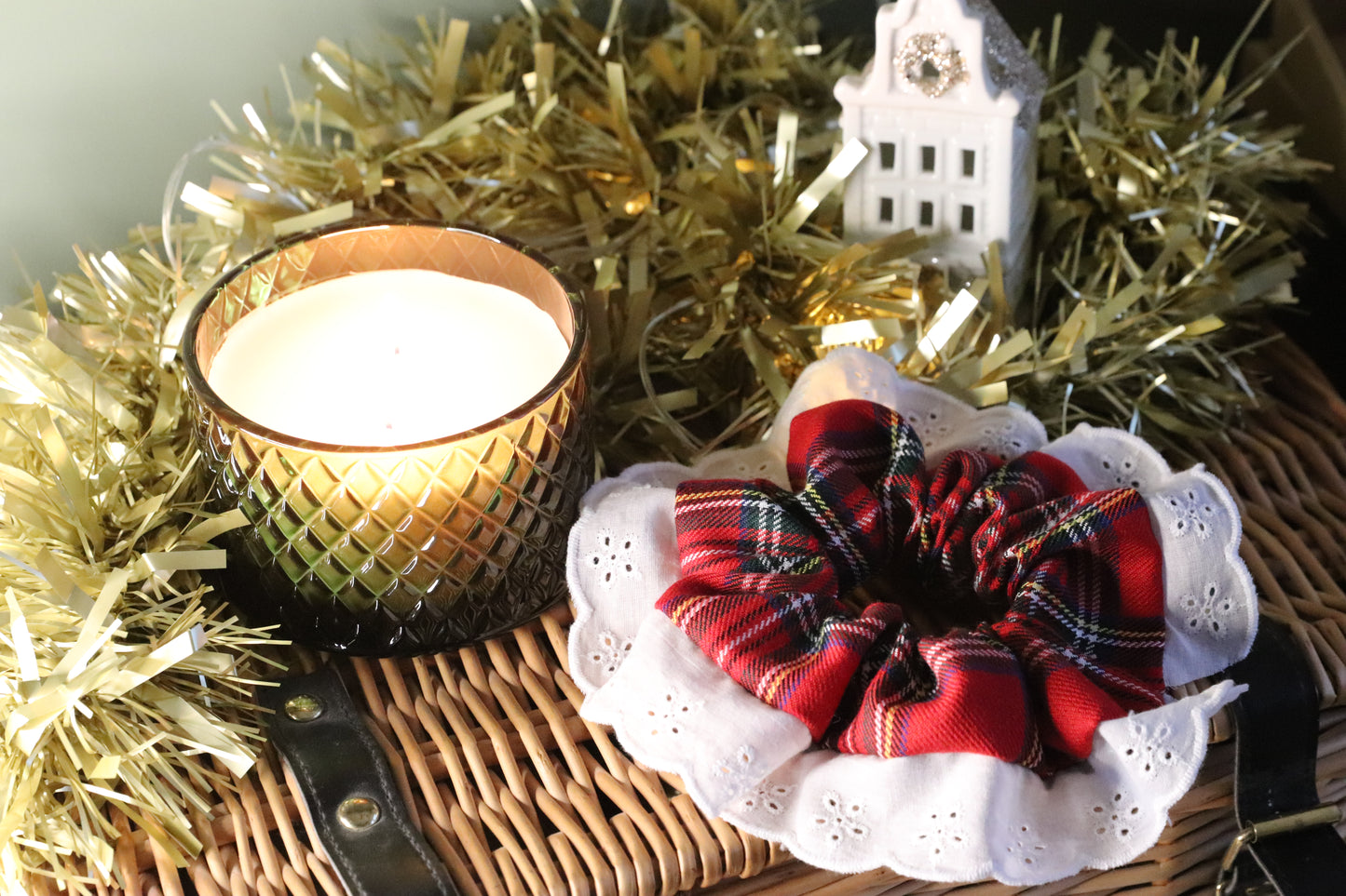 Santa Claus Tartan Frilly Scrunchie