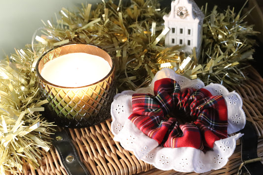Santa Claus Tartan Frilly Scrunchie