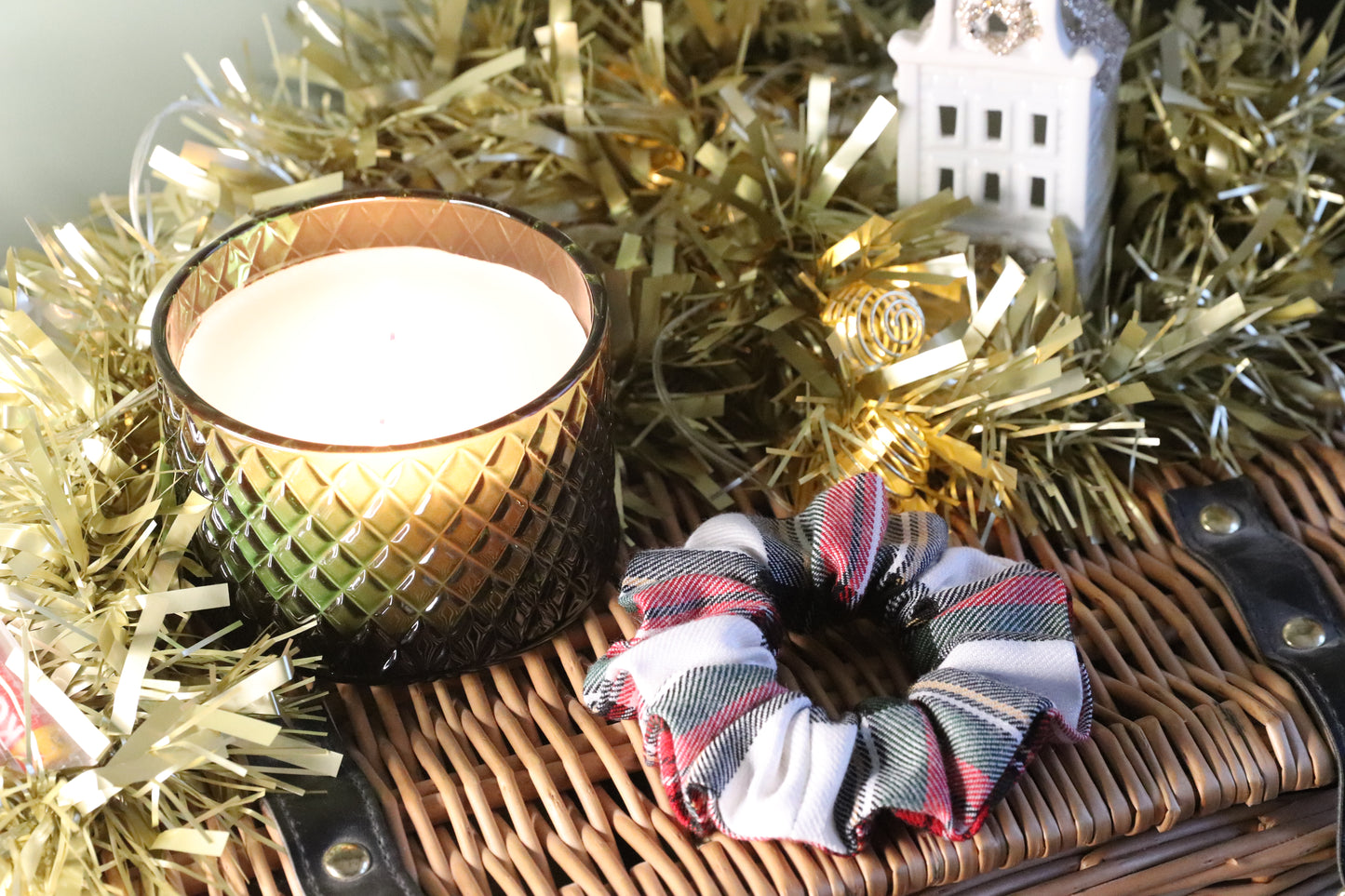 Mini Mrs Claus Tartan Scrunchie