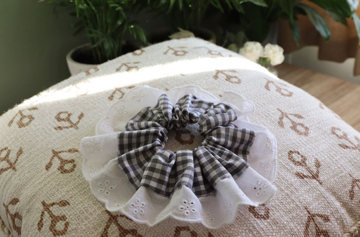 Grey Skies Frills Scrunchie