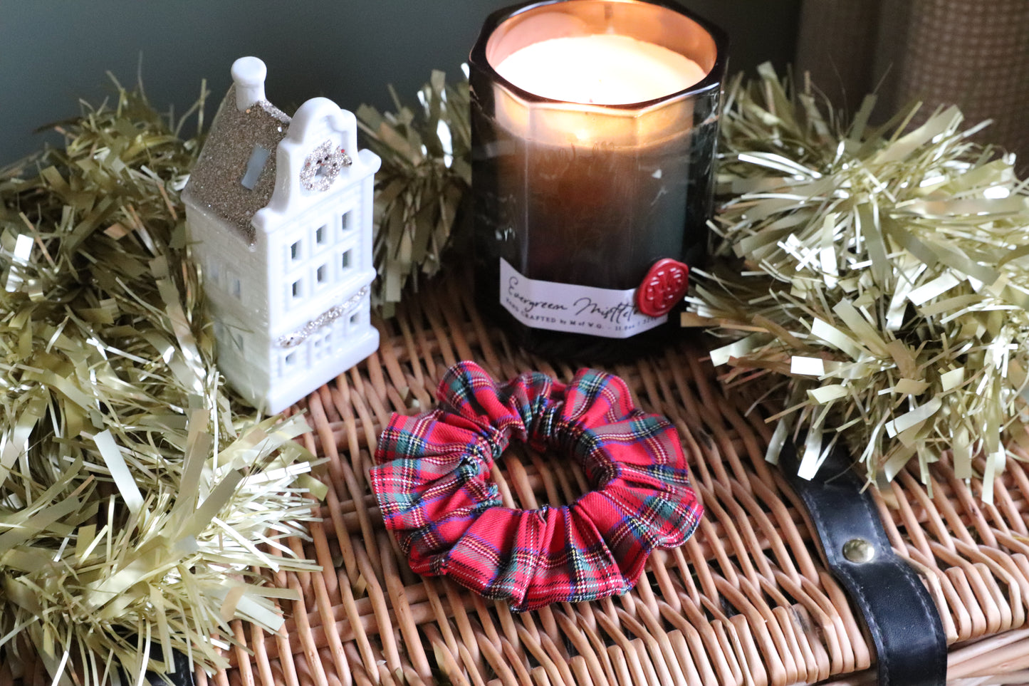 Mini Santa Red Tartan Scrunchie