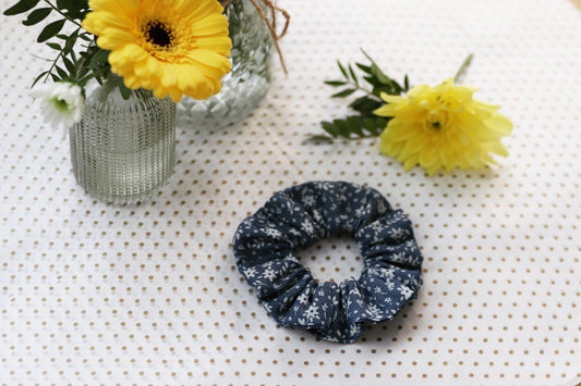 Mini Blue Aster Floral Scrunchie