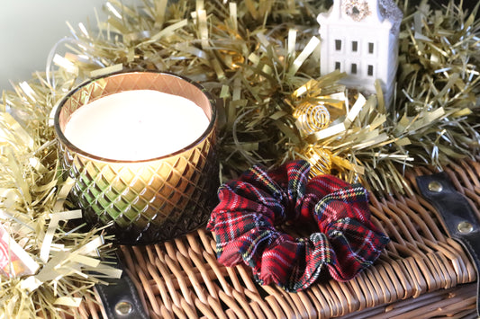 Mini Santa Claus Tartan Scrunchie