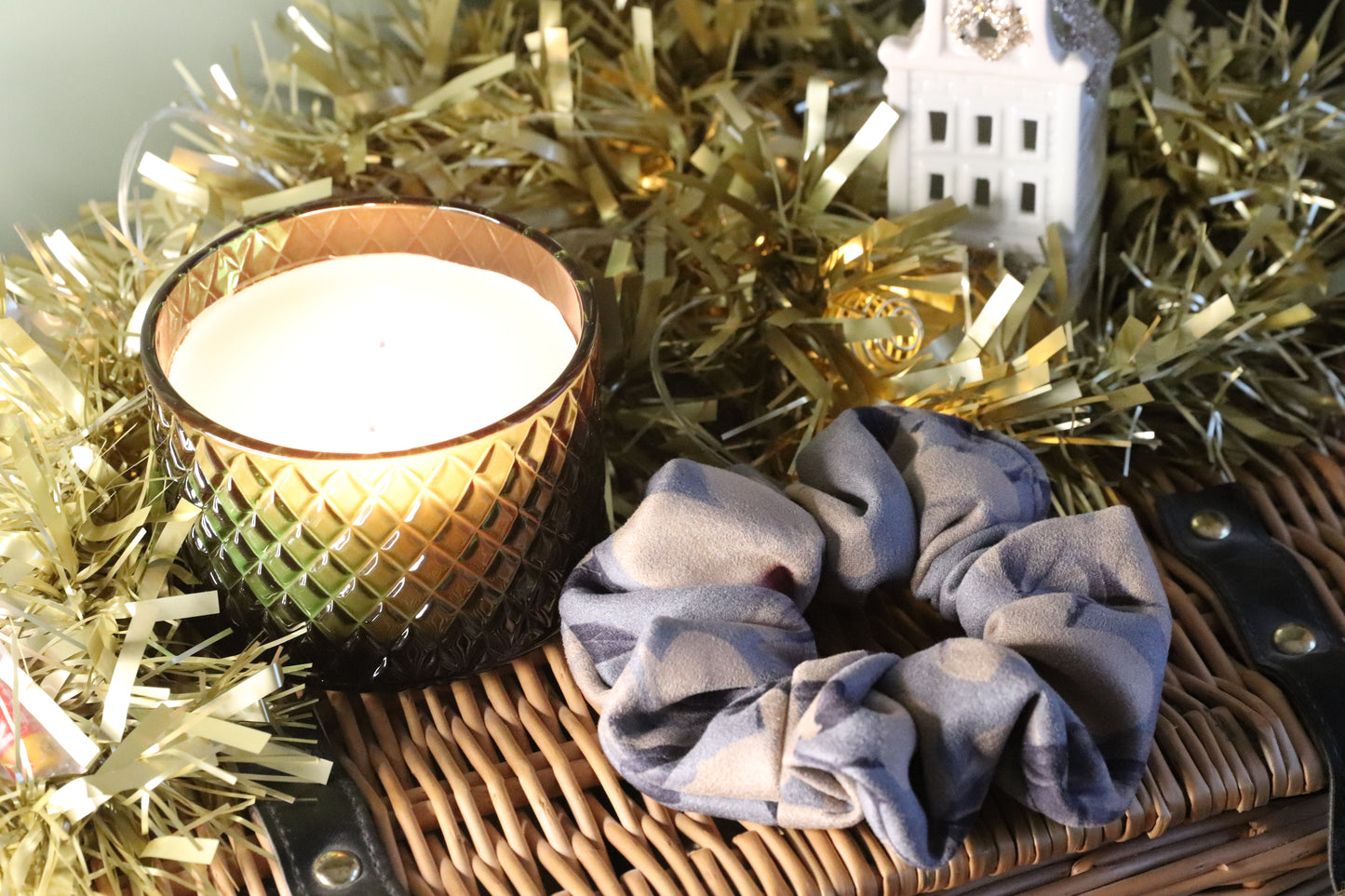Cosy Christmas Floral Velvet Scrunchie