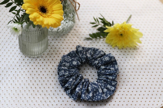 Blue Aster Floral Scrunchie