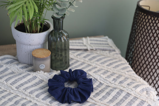 Navy Seaside Scrunchie